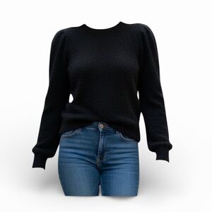 Rachel Zoe Black Knit Fuzzy Sweater, NEW